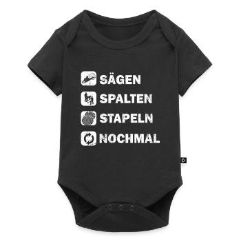 SÄGEN SPALTEN STAPELN NOCHMAL - Baby Premium Kurzarmbody - Schwarz - Vorne