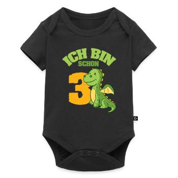 Dinosaurier 3. Geburtstag Jungen 3 Jahre Geschenk - Baby Premium Kurzarmbody - Schwarz - Vorne