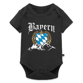 Freistaat Bayern Retro Berge Wappen Fahne Flagge - Baby Premium Kurzarmbody - Schwarz - Vorne