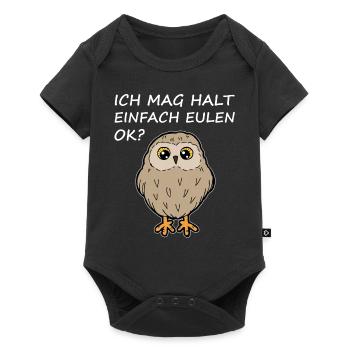 Ich Mag Eulen Uhu Vogel Geschenk Spruch Lustig - Baby Premium Kurzarmbody - Schwarz - Vorne