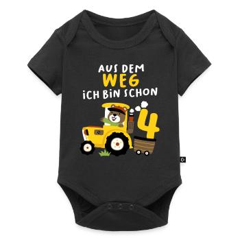 4. Geburtstag Junge Traktor Ich Bin Schon 4 Jahre - Baby Premium Kurzarmbody - Schwarz - Vorne