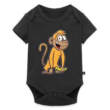 Monkey with banana - Baby Premium short-sleeve bodysuit - black - Front
