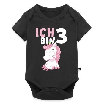3. Geburtstag Mädchen Einhorn Ich Bin 3 Jahre - Baby Premium Kurzarmbody - Schwarz - Vorne