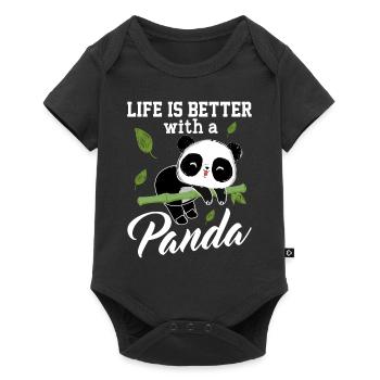 La vie Est Meilleure Avec un panda - Body à manches courtes Premium Bébé - noir - Devant