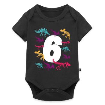 Kindergeburtstag 6 Jahre Dinosaurier Dino Geschenk - Baby Premium Kurzarmbody - Schwarz - Vorne