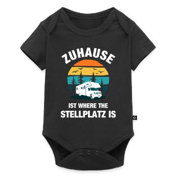 Camping Camper Wohnmobil Campen Zuhause Geschenk - Baby Premium Kurzarmbody - Schwarz - Vorne
