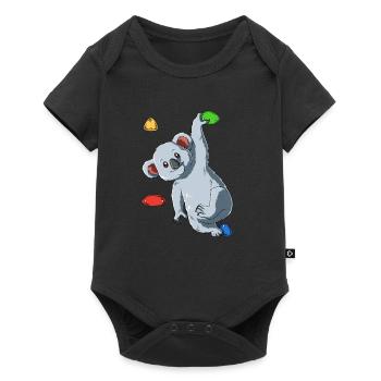 Lustiger Koala an der Kletterwand - Klettersport - Baby Premium Kurzarmbody - Schwarz - Vorne