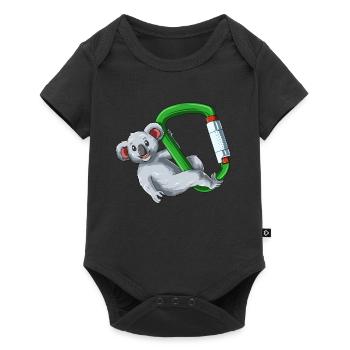 Funny koala on a carabiner - climbing - Baby Premium short-sleeve bodysuit - black - Front
