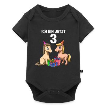 Horse birthday - 3 children's birthday - Baby Premium short-sleeve bodysuit - black - Front