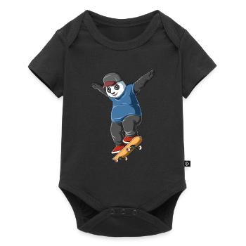 Panda on skateboard - panda skater - Baby Premium short-sleeve bodysuit - black - Front
