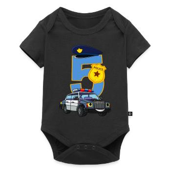 5. Geburtstag Polizist T-Shirt 5 Jahre Polizei - Baby Premium Kurzarmbody - Schwarz - Vorne