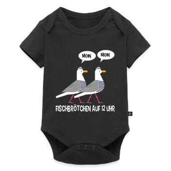 Moin Möwen plattdeutsch norddeutsch Fischen - Baby Premium Kurzarmbody - Schwarz - Vorne