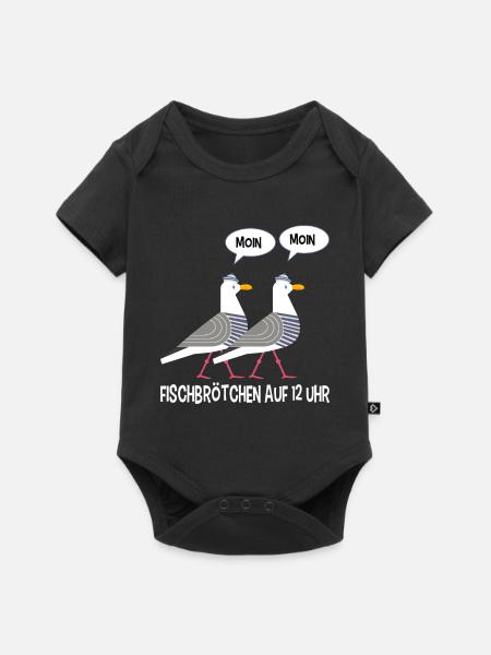 Moin Möwen plattdeutsch norddeutsch Fischen - Baby Premium Kurzarmbody - Schwarz