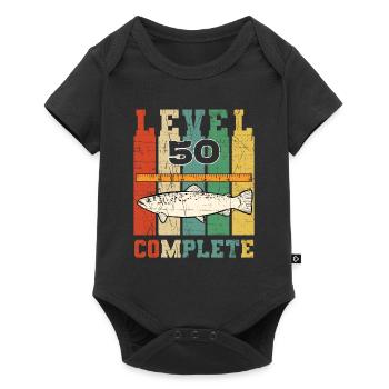 Level 50 Complete Retro Fisherman Vintage Trout - Baby Premium short-sleeve bodysuit - black - Front