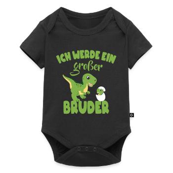 Großer Bruder Dinosaurier - Baby Premium Kurzarmbody - Schwarz - Vorne