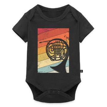 Graphique de cor français. Conception de bande de laiton de style rétro - Body à manches courtes Premium Bébé - noir - Devant