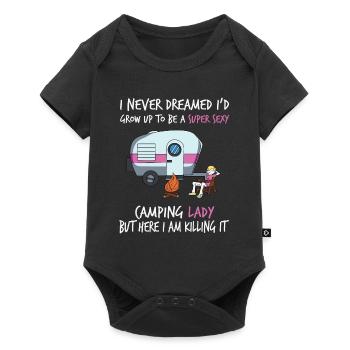 Camping camping caravane camp - Body à manches courtes Premium Bébé - noir - Devant