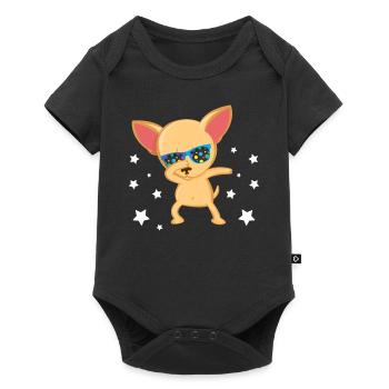 Lunettes de soleil drôles de chien chihuahua - Body à manches courtes Premium Bébé - noir - Devant