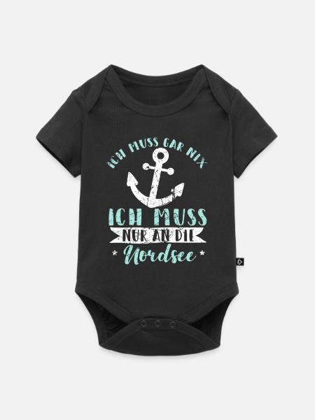 Küstenkind Norddeutschland Ostsee Nordsee Geschenk - Baby Premium Kurzarmbody - Schwarz