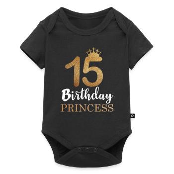 Tochter Geschenk 15. Geburtstag 15 Jahre Mädchen - Baby Premium Kurzarmbody - Schwarz - Vorne