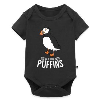 Das Leben Ist Besser Mit Einem Papageientaucher - Baby Premium Kurzarmbody - Schwarz - Vorne