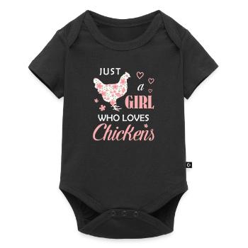 Just a Girl Who Loves Chickens Chicken Flowers Far - Baby Premium short-sleeve bodysuit - black - Front