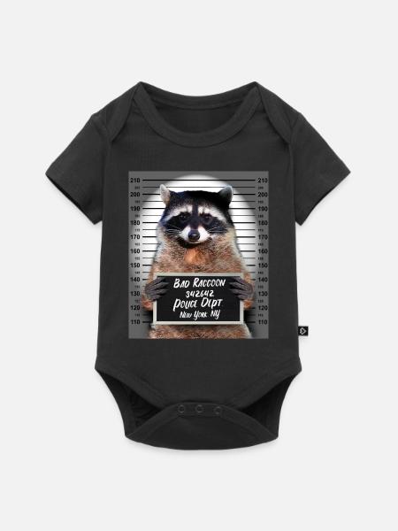 Waschbär Polizeifoto Raccoon im Knast Gefängnis - Baby Premium Kurzarmbody - Schwarz