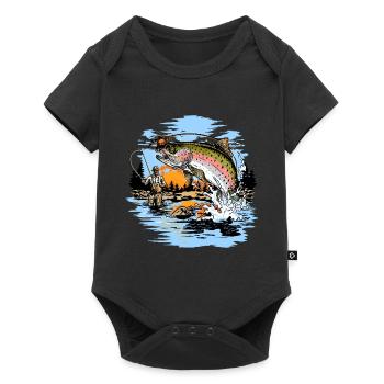 Rainbow Trout Fly Fishing print - Baby Premium short-sleeve bodysuit - black - Front