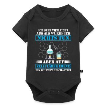Lustig Chemie Labor Faul Faulheit Spruch Geschenk - Baby Premium Kurzarmbody - Schwarz - Vorne