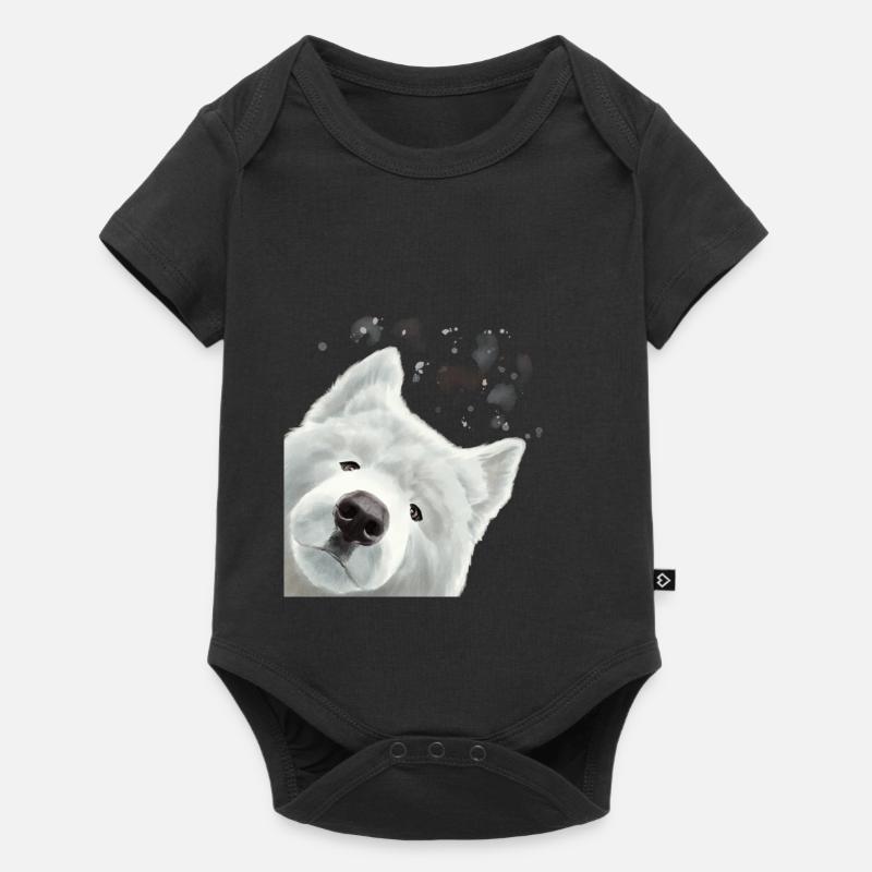 Neugieriges Samojede Hund - Baby Premium Kurzarmbody - Schwarz