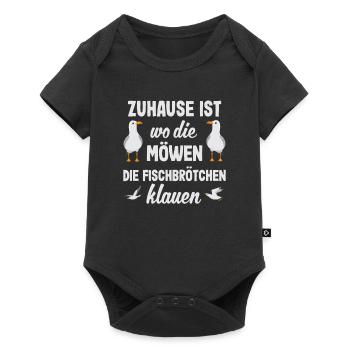 Möwe Möwen Spruch - Norddeutsch Moin Geschenk - Baby Premium Kurzarmbody - Schwarz - Vorne