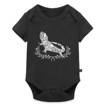 Bartagame Bartagame Blumenmuster - Baby Premium Kurzarmbody - Schwarz - Vorne