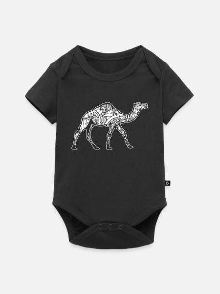 Kamel Kamel Blumenmuster - Baby Premium Kurzarmbody - Schwarz