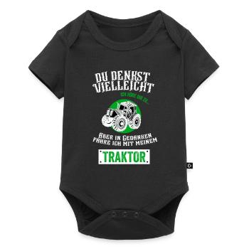 Traktor Fahren Traktor Shirt Kinder Junge Geschenk - Baby Premium Kurzarmbody - Schwarz - Vorne
