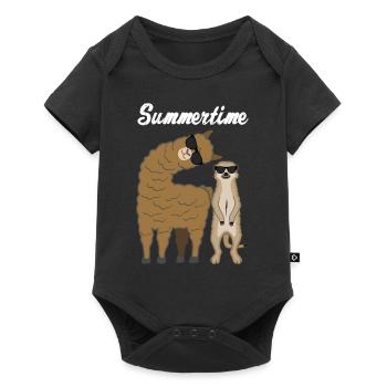 Été été lama suricate cadeau vacances - Body à manches courtes Premium Bébé - noir - Devant