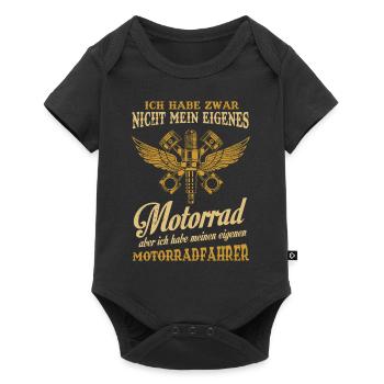 Motorradfahrerin Geschenk,Bikerin Eigenes Motorrad - Baby Premium Kurzarmbody - Schwarz - Vorne