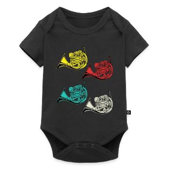 Horn Tshirt Orchestra Big Band Vintage Cor français - Body à manches courtes Premium Bébé - noir - Devant