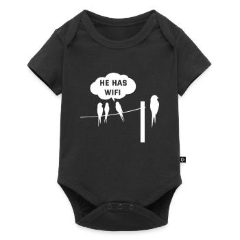 Bird WiFi Wifi Funny - Baby Premium short-sleeve bodysuit - black - Front