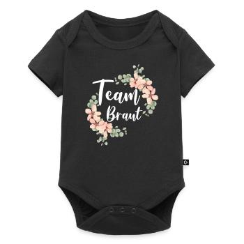 Team Braut Bride Blumenkranz Blumen Verlobung JGA - Baby Premium Kurzarmbody - Schwarz - Vorne