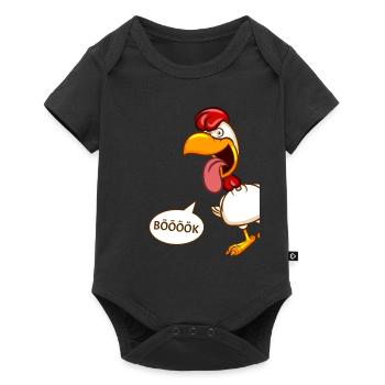 Verrücktes Huhn - Baby Premium Kurzarmbody - Schwarz - Vorne
