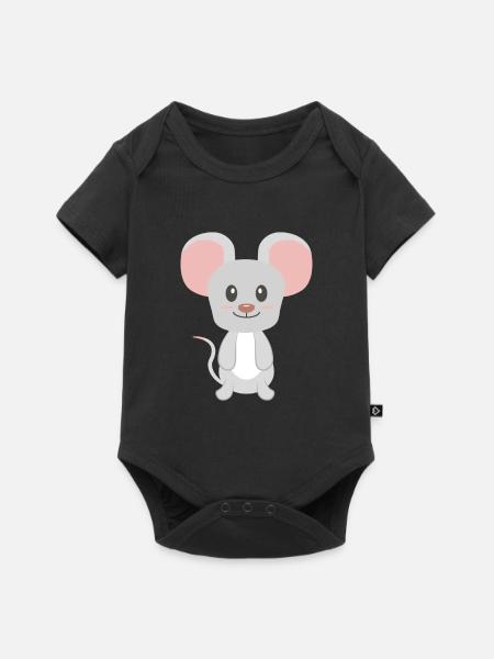Maus - Baby Premium Kurzarmbody - Schwarz