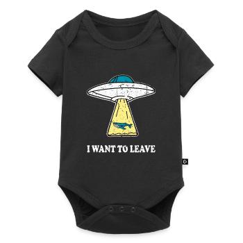 JE VEUX QUITTER OVNI avec une baleine disant idée cadeau - Body à manches courtes Premium Bébé - noir - Devant