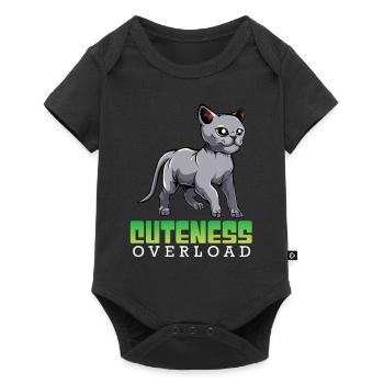 Russisch Blau Cuteness Overload Kawaii Katze - Baby Premium Kurzarmbody - Schwarz - Vorne
