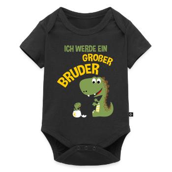 Ich Werde Ein Großer Bruder Dinosaurier Dino - Baby Premium Kurzarmbody - Schwarz - Vorne