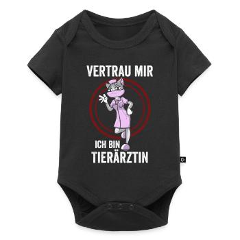 Katze Tierärztin Kätzchen Miau - Baby Premium Kurzarmbody - Schwarz - Vorne