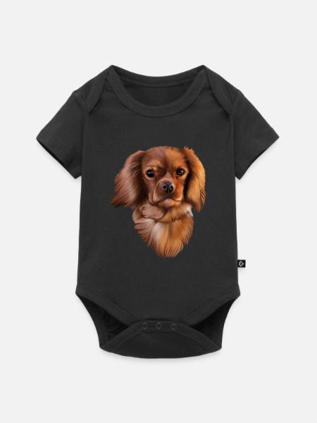 King Cavalier Hund - Baby Premium Kurzarmbody - Schwarz