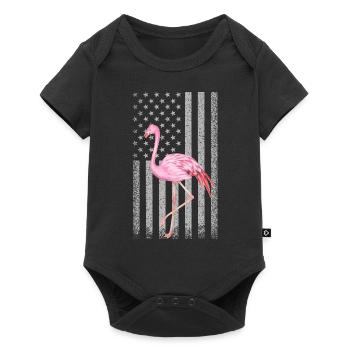 Funny Pink Flamingo Independence Day USA Américain - Body à manches courtes Premium Bébé - noir - Devant