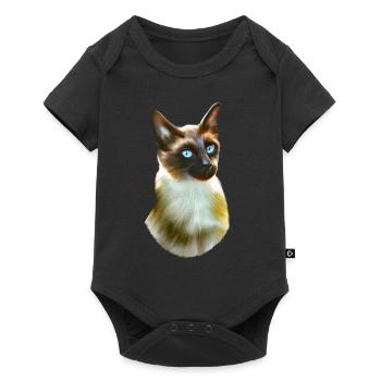 Siamese cat portrait - Baby Premium short-sleeve bodysuit - black - Front