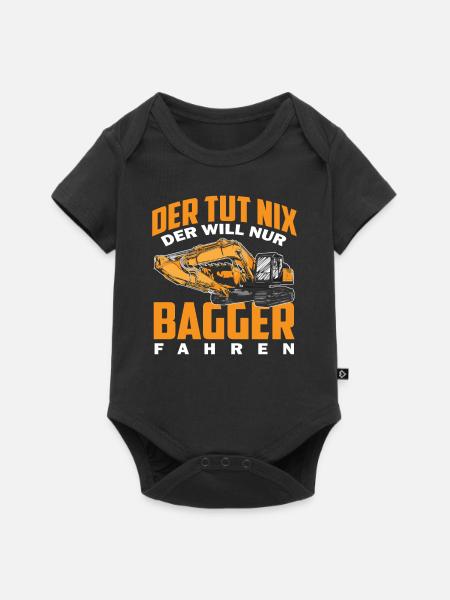 Baggerfahrer Baumaschine - Baby Premium Kurzarmbody - Schwarz