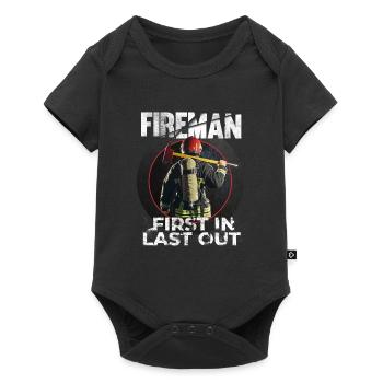 Fireman - First In Last Out - Firegfighter - Baby Premium short-sleeve bodysuit - black - Front